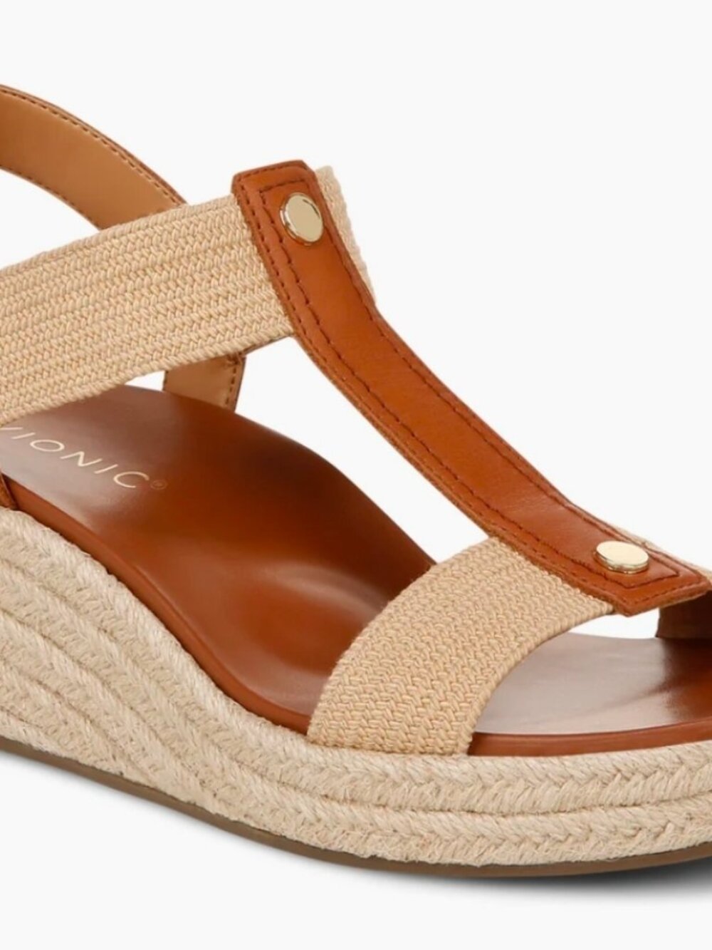 Vionic Calera Espadrille Wedge Sandals Camel Leather Women's Size 12 Never Worn